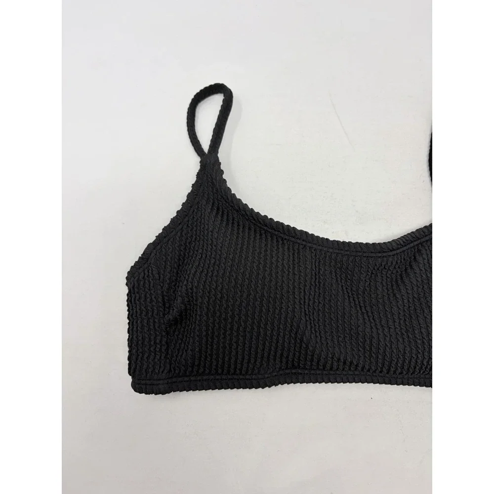 Salt + Cove Juniors Size Small Ribbed Scoop-Neck Bralette Bikini Top Black 411